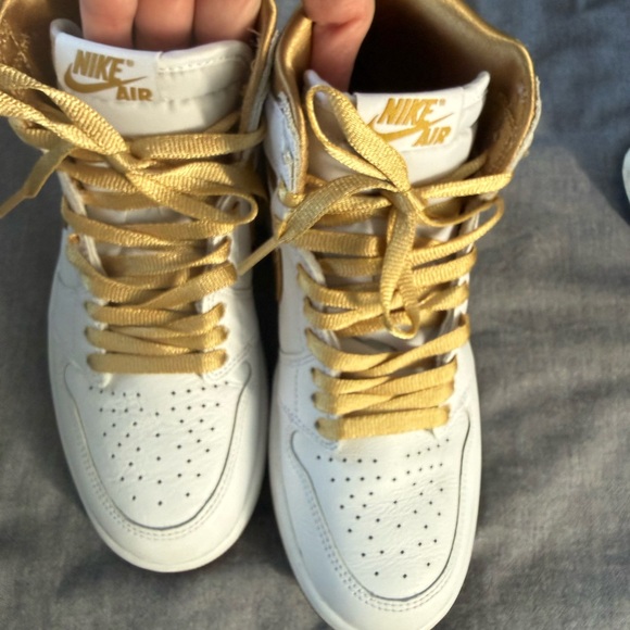 Nike Other - Nike Air Jordan Retro High-Top in White and Gold